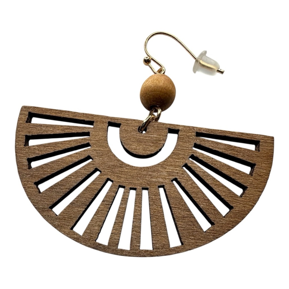 Source Unknown Brown and Gold Fan Earrings